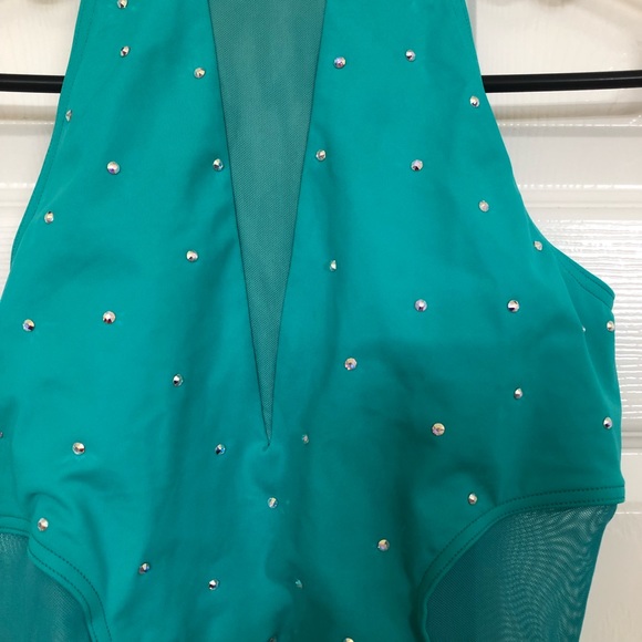 Ivy Sky Performance Turquoise Rhinestone Skirted Tap Jazz Dance Leotard - Picture 3 of 5